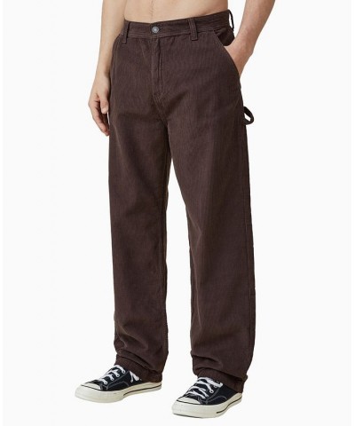 Men's Flat Front Loose Fit Pants Brown $29.40 Pants