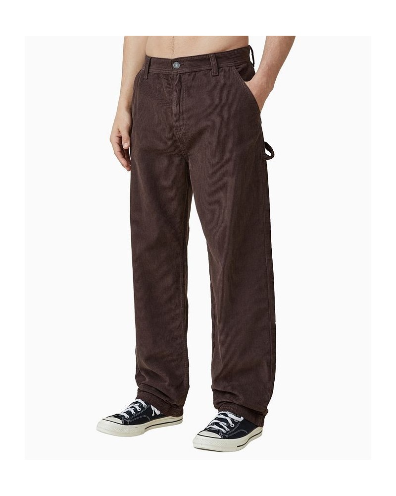 Men's Flat Front Loose Fit Pants Brown $29.40 Pants