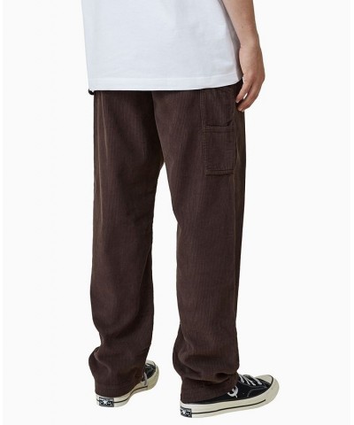 Men's Flat Front Loose Fit Pants Brown $29.40 Pants