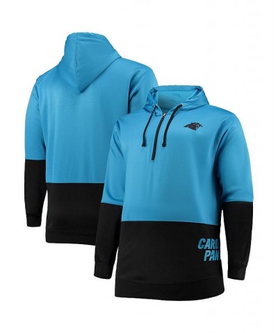 Men's Blue, Black Carolina Panthers Big and Tall Quarter-Zip Hoodie $46.00 Sweatshirt