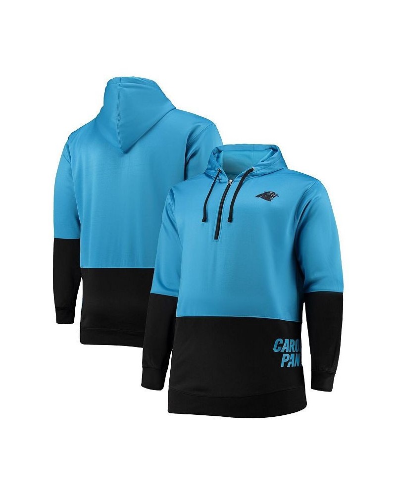 Men's Blue, Black Carolina Panthers Big and Tall Quarter-Zip Hoodie $46.00 Sweatshirt