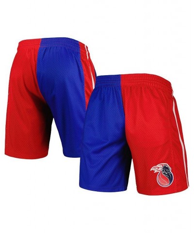 Men's Blue and Red Detroit Pistons Hardwood Classics 2003 Split Swingman Shorts $47.25 Shorts