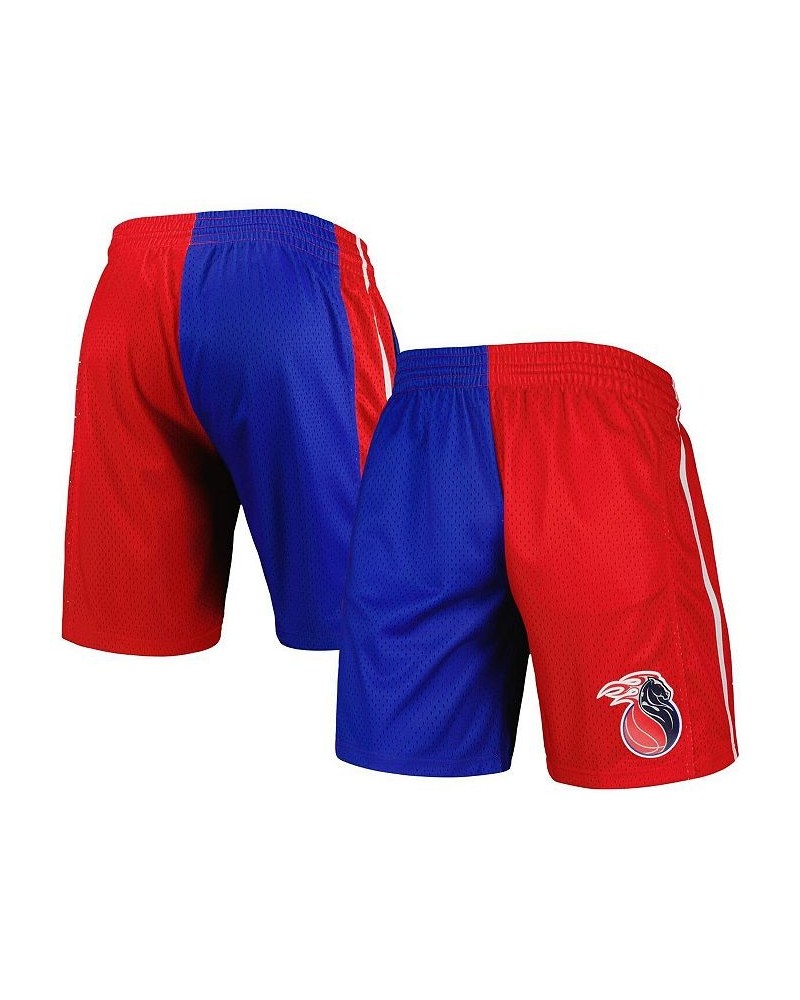 Men's Blue and Red Detroit Pistons Hardwood Classics 2003 Split Swingman Shorts $47.25 Shorts