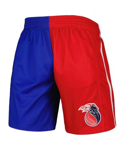 Men's Blue and Red Detroit Pistons Hardwood Classics 2003 Split Swingman Shorts $47.25 Shorts