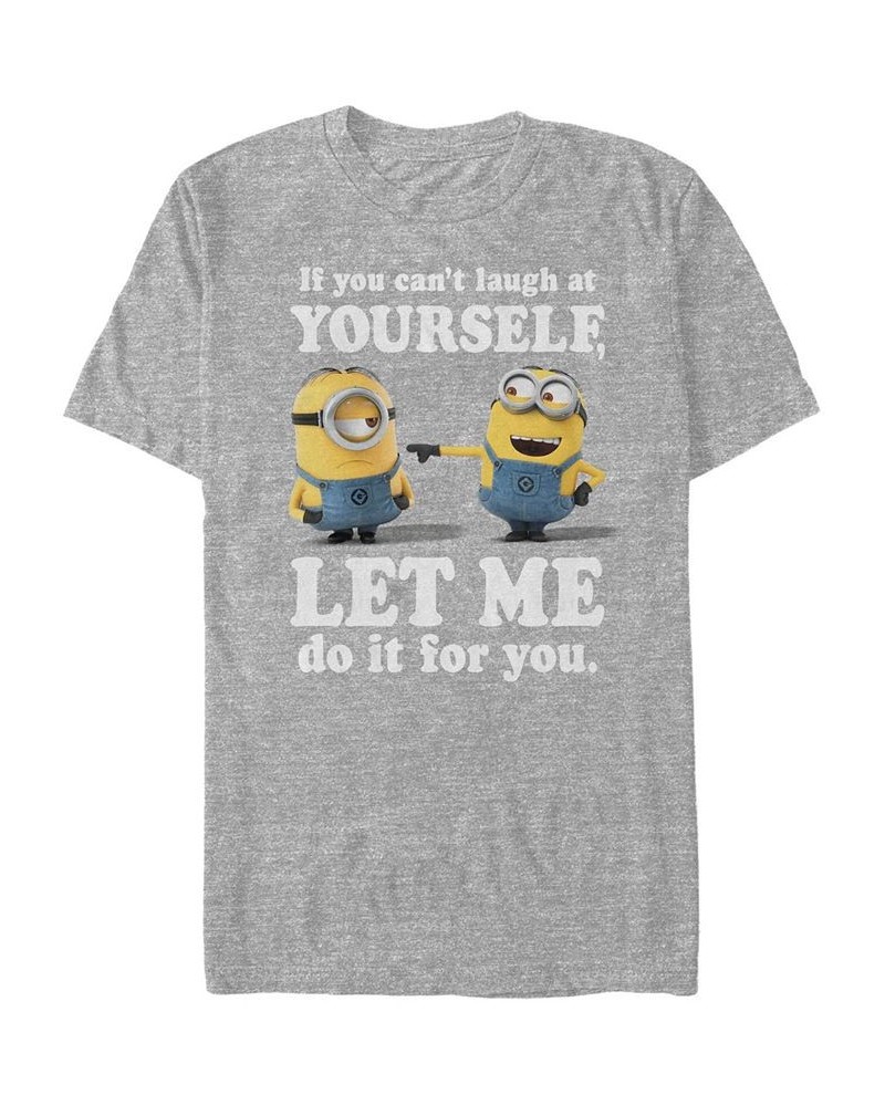 Minions Men's Laugh At Yourself Short Sleeve T-Shirt Gray $20.29 T-Shirts