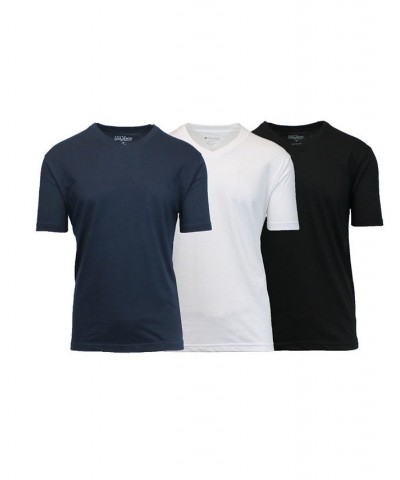 Men's Short Sleeve V-Neck T-shirt, Pack of 3 Black-White-Navy Tan/Beige $23.20 T-Shirts