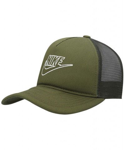 Men's Olive Logo Classic99 Futura Trucker Snapback Hat $18.55 Hats