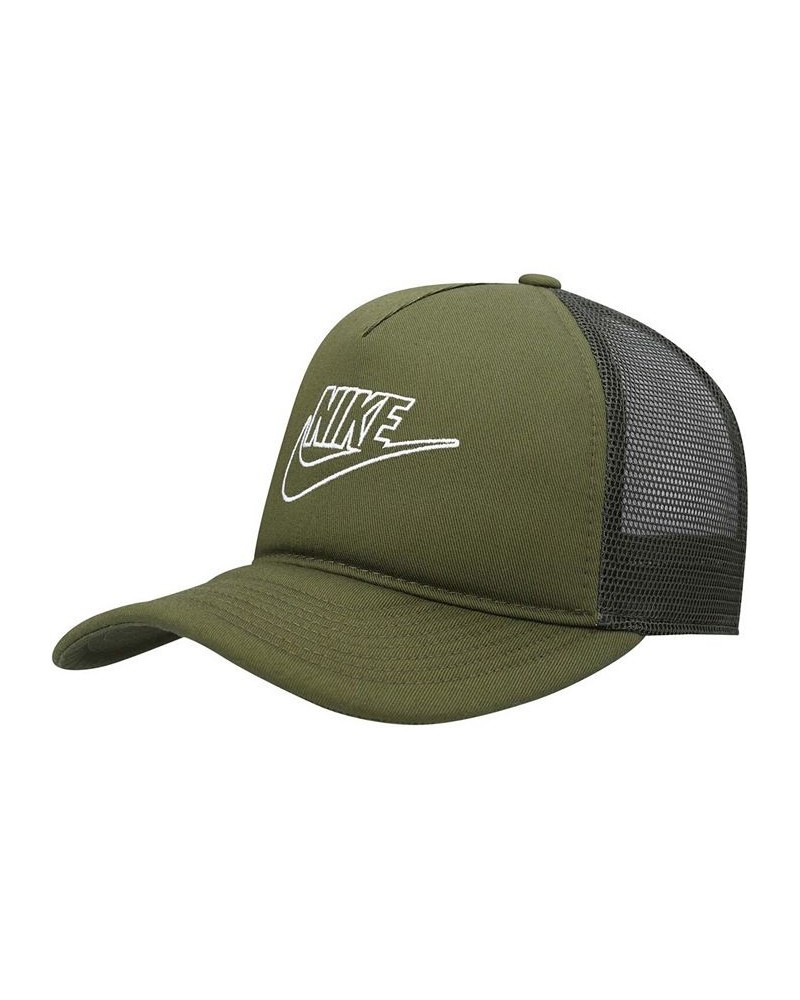 Men's Olive Logo Classic99 Futura Trucker Snapback Hat $18.55 Hats