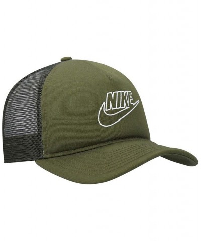 Men's Olive Logo Classic99 Futura Trucker Snapback Hat $18.55 Hats