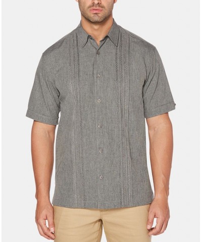 Men's Geo Print Embroidered Shirt Steeple Grey $17.68 Shirts