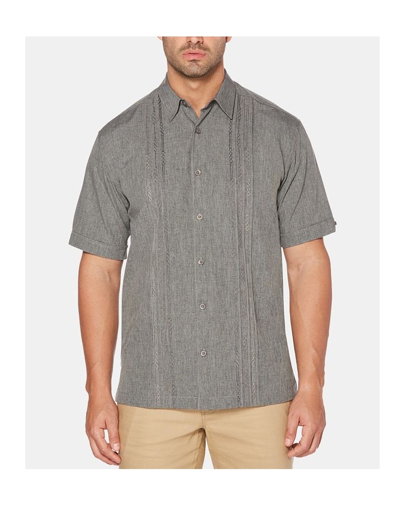 Men's Geo Print Embroidered Shirt Steeple Grey $17.68 Shirts