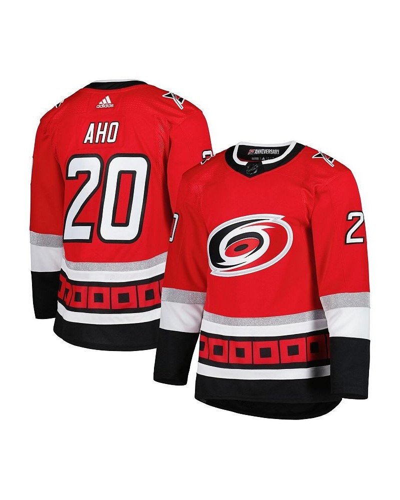 Men's Sebastian Aho Red Carolina Hurricanes 25th Anniversary Authentic Pro Primegreen Player Jersey $93.60 Jersey