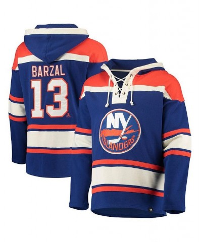 Men's Mathew Barzal Royal New York Islanders Player Name and Number Lacer Pullover Hoodie $47.58 Sweatshirt