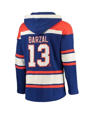 Men's Mathew Barzal Royal New York Islanders Player Name and Number Lacer Pullover Hoodie $47.58 Sweatshirt