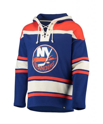 Men's Mathew Barzal Royal New York Islanders Player Name and Number Lacer Pullover Hoodie $47.58 Sweatshirt