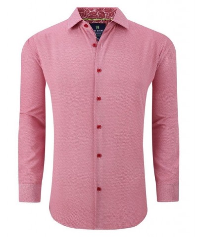 Men's Slim Fit Performance Long Sleeve Geometric Dress Shirt Red Geo $18.45 Dress Shirts