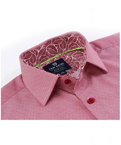 Men's Slim Fit Performance Long Sleeve Geometric Dress Shirt Red Geo $18.45 Dress Shirts