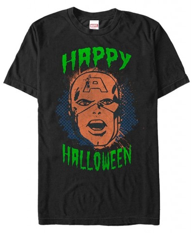 Marvel Men's Captain America Big Face Happy Halloween Short Sleeve T-Shirt Black $18.89 T-Shirts