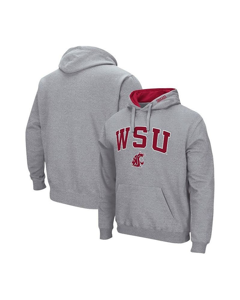 Men's Heathered Gray Washington State Cougars Arch and Logo 3.0 Pullover Hoodie $27.25 Sweatshirt