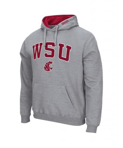 Men's Heathered Gray Washington State Cougars Arch and Logo 3.0 Pullover Hoodie $27.25 Sweatshirt