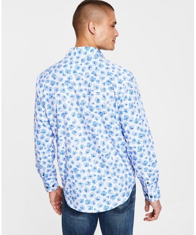 Men's Slim-Fit Performance Stretch Abstract Floral/Gingham Long-Sleeve Button-Down Shirt Multi $48.33 Shirts