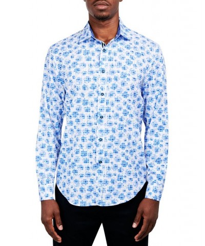 Men's Slim-Fit Performance Stretch Abstract Floral/Gingham Long-Sleeve Button-Down Shirt Multi $48.33 Shirts