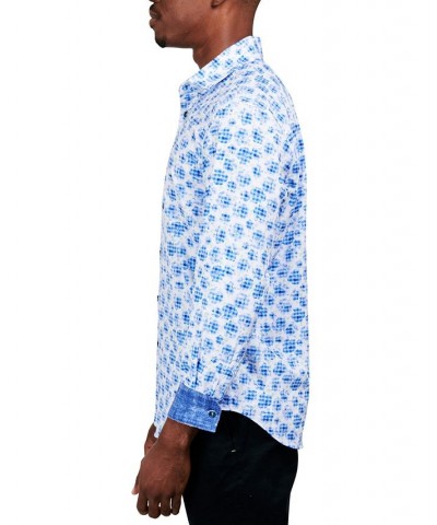 Men's Slim-Fit Performance Stretch Abstract Floral/Gingham Long-Sleeve Button-Down Shirt Multi $48.33 Shirts