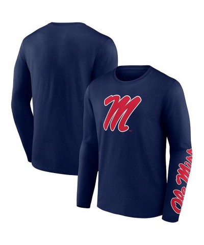 Men's Branded Navy Ole Miss Rebels Double Time 2-Hit Long Sleeve T-shirt $23.84 T-Shirts