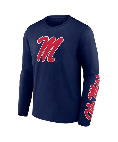 Men's Branded Navy Ole Miss Rebels Double Time 2-Hit Long Sleeve T-shirt $23.84 T-Shirts