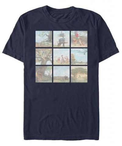 Men's Pooh Scenes Short Sleeve T-Shirt Blue $17.50 T-Shirts