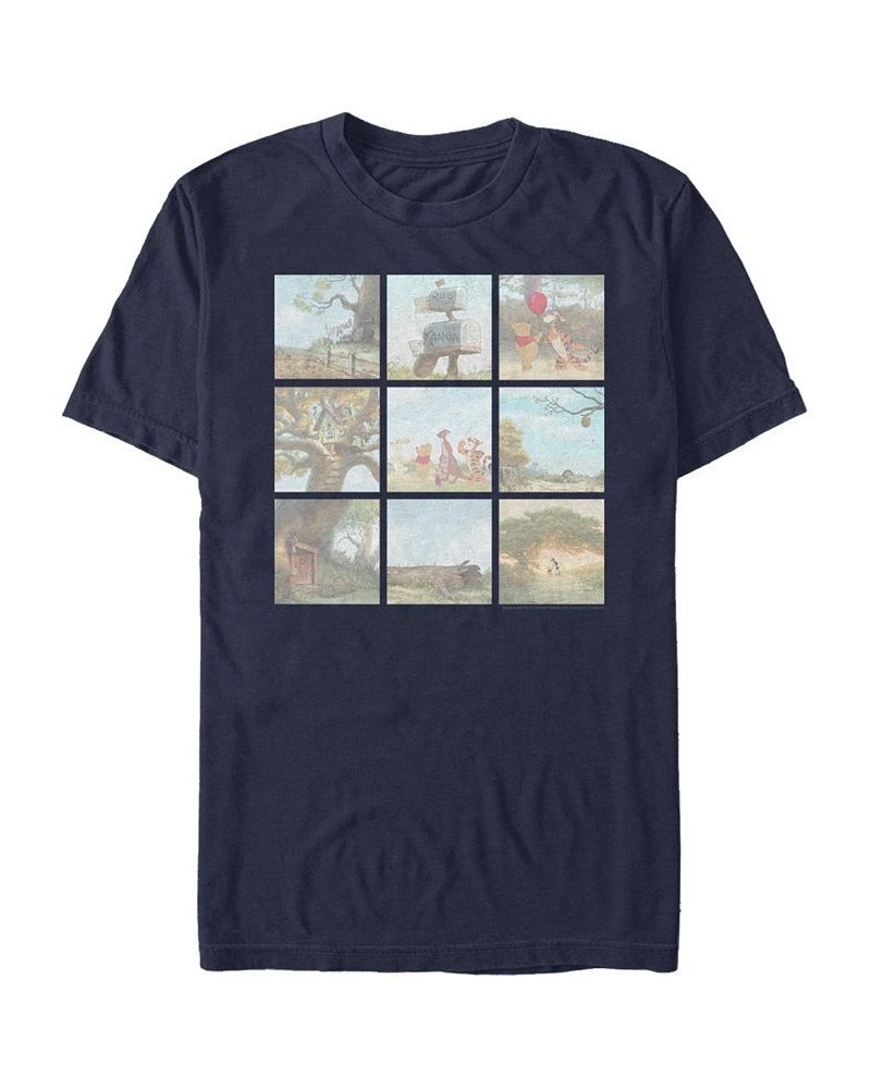 Men's Pooh Scenes Short Sleeve T-Shirt Blue $17.50 T-Shirts