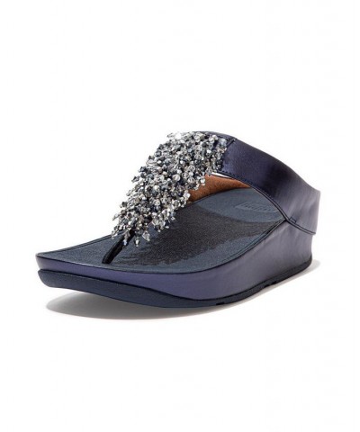 Women's Rumba Beaded Toe-Post Sandals Blue $46.80 Shoes