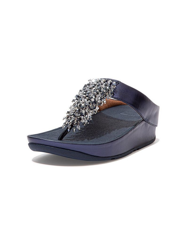 Women's Rumba Beaded Toe-Post Sandals Blue $46.80 Shoes