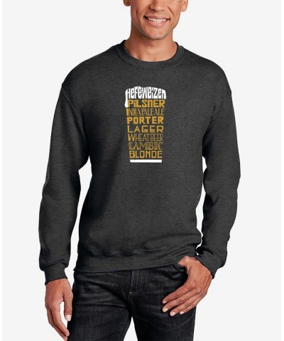 Men's Styles of Beer Word Art Crew Neck Sweatshirt Gray $22.00 Sweatshirt