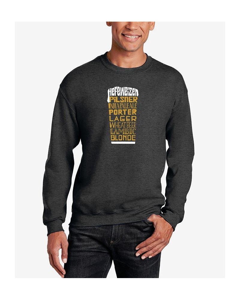 Men's Styles of Beer Word Art Crew Neck Sweatshirt Gray $22.00 Sweatshirt