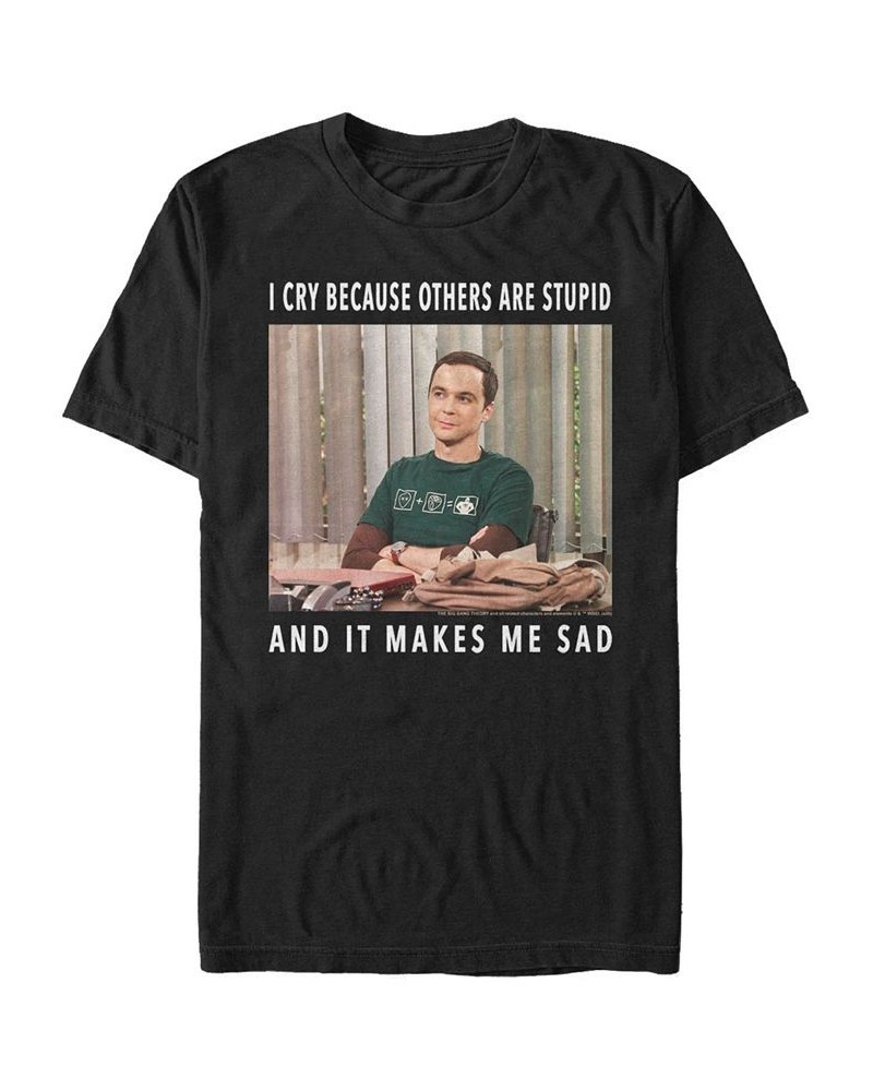 Men's Big Bang Theory Stupid Cry Short Sleeve T-shirt Black $20.29 T-Shirts