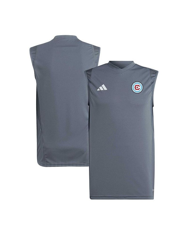 Men's Gray Chicago Fire 2023 On-Field Sleeveless Training Jersey $31.19 Jersey