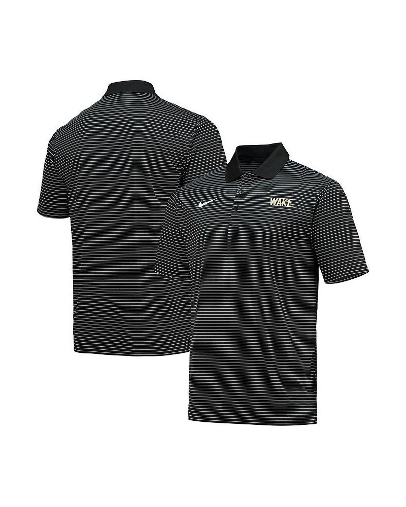 Men's Black Wake Forest Demon Deacons Stadium Stripe Logo Performance Polo Shirt $41.24 Polo Shirts