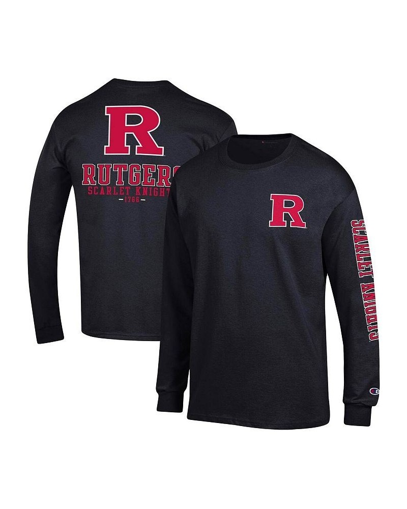 Men's Black Rutgers Scarlet Knights Team Stack Long Sleeve T-shirt $21.50 T-Shirts