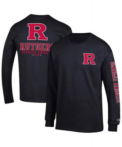 Men's Black Rutgers Scarlet Knights Team Stack Long Sleeve T-shirt $21.50 T-Shirts