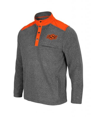 Men's Heathered Charcoal, Orange Oklahoma State Cowboys Huff Snap Pullover $37.50 Sweatshirt