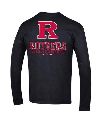 Men's Black Rutgers Scarlet Knights Team Stack Long Sleeve T-shirt $21.50 T-Shirts