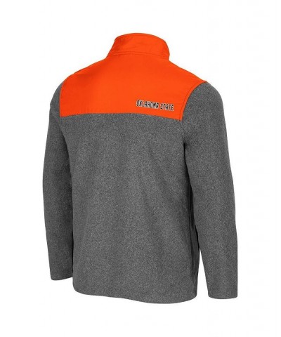 Men's Heathered Charcoal, Orange Oklahoma State Cowboys Huff Snap Pullover $37.50 Sweatshirt