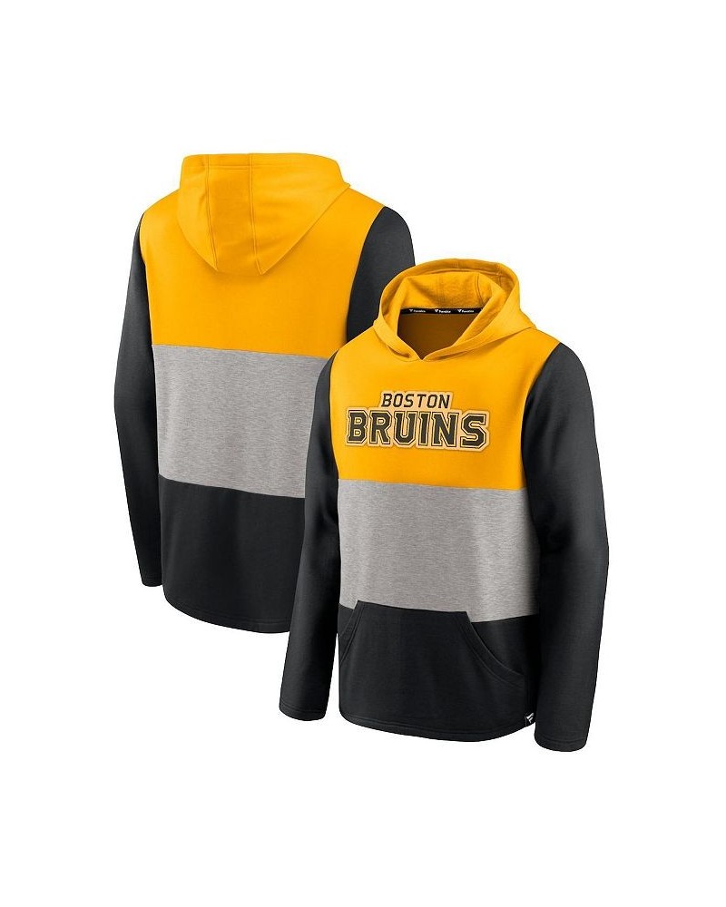 Men's Branded Gold, Black Boston Bruins Prep Color Block Pullover Hoodie $31.61 Sweatshirt