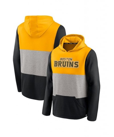 Men's Branded Gold, Black Boston Bruins Prep Color Block Pullover Hoodie $31.61 Sweatshirt