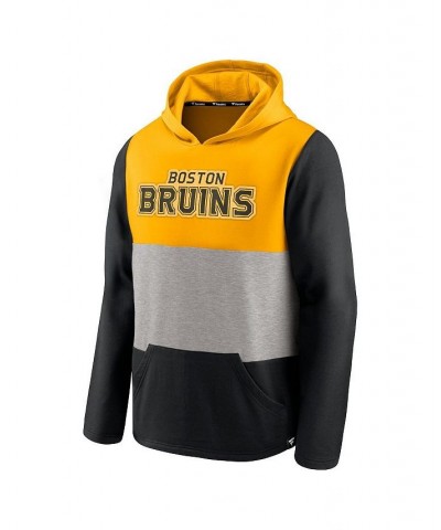 Men's Branded Gold, Black Boston Bruins Prep Color Block Pullover Hoodie $31.61 Sweatshirt