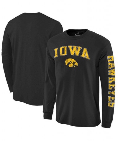 Men's Black Iowa Hawkeyes Distressed Arch Over Logo Long Sleeve Hit T-shirt $14.40 T-Shirts