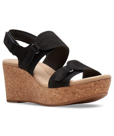 Women's Rose Lane Slingback Platform Wedge Sandals Black $34.88 Shoes