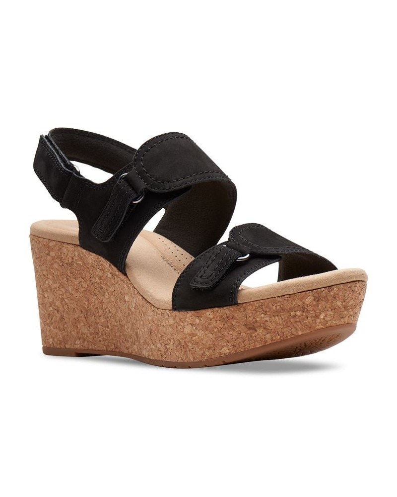 Women's Rose Lane Slingback Platform Wedge Sandals Black $34.88 Shoes