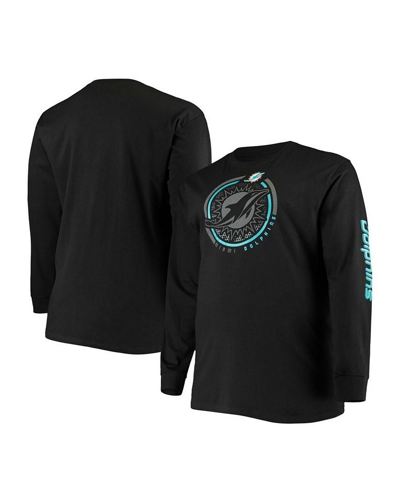 Men's Big and Tall Black Miami Dolphins Color Pop Long Sleeve T-shirt $21.59 T-Shirts